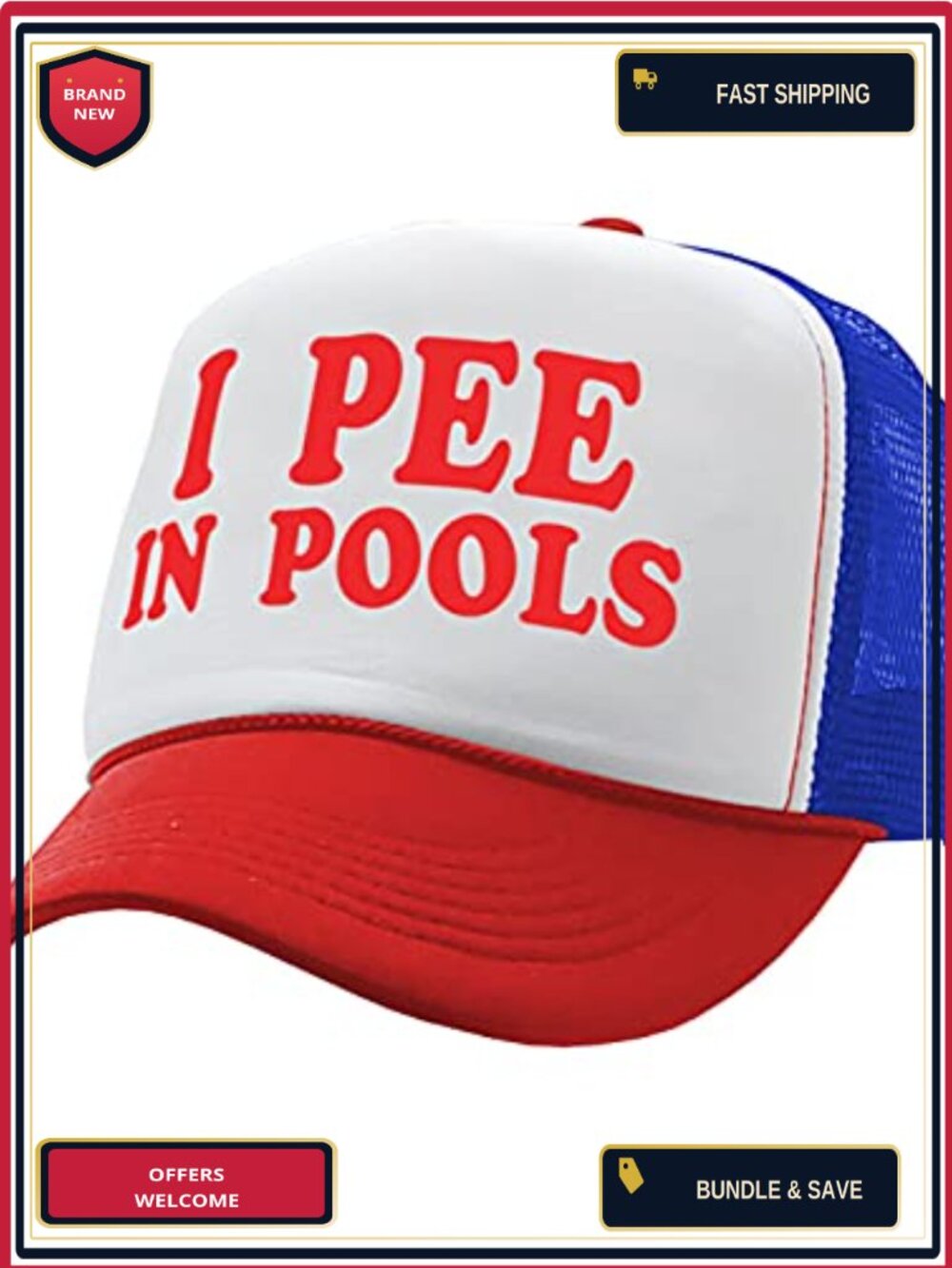 Funny I Pee in Pools Graphic Trucker Hat Snapback Cap